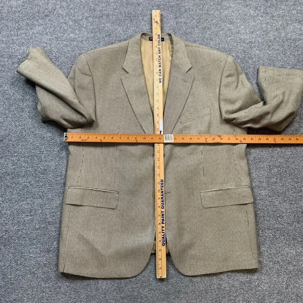 Ralph by‎ Ralph Lauren Blazer Mens 44 Cream Black Silk 2 Button Suit Jacket